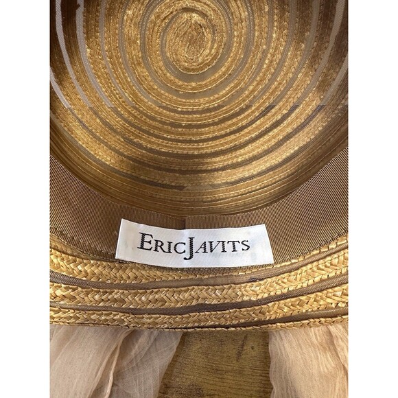 Eric Javits Upturned Brim Natural Woven Hat W/Bow - Picture 2 of 8
